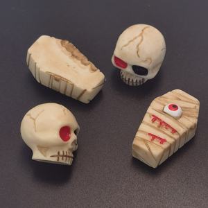 Bone Grave Coffin Halloween resina encantos Mini figuritas de Halloween para estuches de basura, accesorios para manualidades DIY - Product Image 3