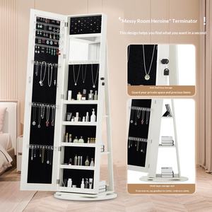 <span class=keywords><strong>Miroir</strong></span> sur pied blanc à LED rotatif à 360 degrés pour maquillage, beauté, coiffure et bijoux, grande capacité - Product Image 4