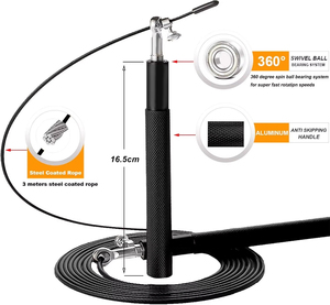 Corde à sauter de haute qualité avec roulement de 3 m, longueur réglable, poignée en aluminium et câble en acier pour le saut à la corde - Prix promotionnel - Product Image 6