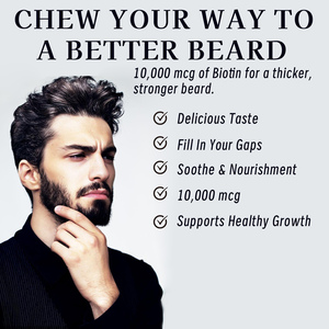 Gomitas de Biotin para el crecimiento de la barba para un vello facial más grueso y fuerte, reduce la rotura, soporte de hidratación, sabor a frambuesa - Product Image 5