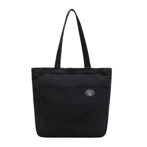 Bolsa de mão vintage de lona para mulheres, sacola de compras reutilizável de algodão liso com zíper, moda Kazze