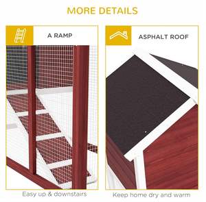 Conejera <span class=keywords><strong>de</strong></span> madera <span class=keywords><strong>de</strong></span> 122 cm con cerradura, diseño multinivel, para uso exterior, con bandeja y escalera. - Product Image 6