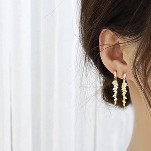 Orecchini Pendenti con Nappine di Grano e Zirconi per Donne, Eleganti Gioielli da Sera alla Moda - Product Image 2