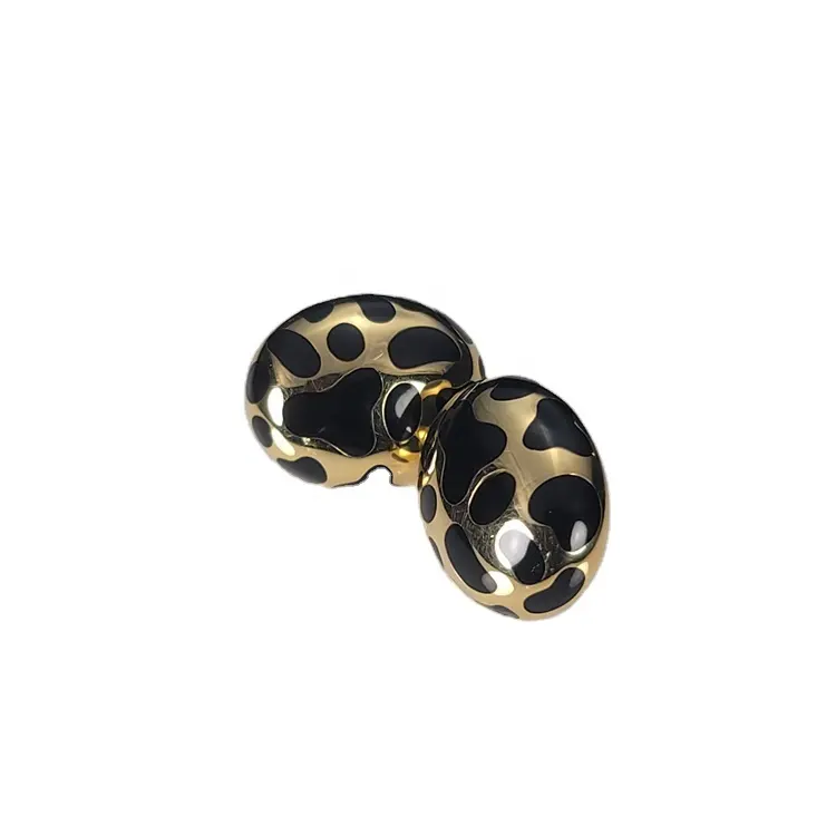Orecchini in oro 18K smalto nero orecchini alla moda fatti a mano per uomo e donna.