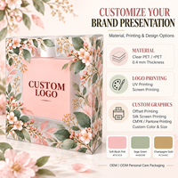 Boîte à savon liquide transparente en PET avec logo imprimé personnalisé, 0,4 mm, emballage de présentation pour la vente au détail, motif floral