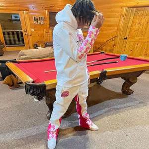 Biểu Tượng Tùy Chỉnh 3D Phun In Flare Xếp Chồng Lên Nhau Quần Người Đàn Ông Áo Mồ Hôi Phù Hợp Với Chất Lượng Cao Cotton Nặng Tracksuits Hai Mảnh - Product Image 4