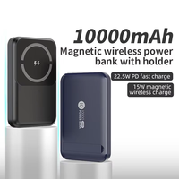 Capacité de puissance élevée Mini 10000mAh Banque d'alimentation sans fil magnétique Chargeur d'alimentation magnétique ultra mince populaire avec support mobile