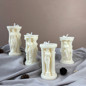 Bougie parfumée en forme de colonne romaine, sculpture d'art rétro, bougie en cire, décoration de table, ornement pour la maison - Product Image 1