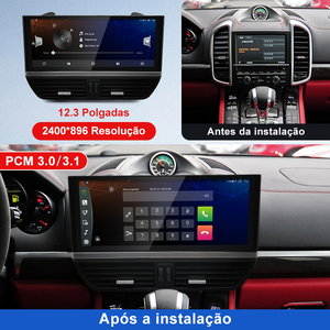 เครื่องเล่นวิดีโอมัลติมีเดียในรถยนต์หน้าจอ 12.3 นิ้ว สำหรับรถยนต์ Porsche Cayenne ปี 2011-2017 พร้อมระบบ GPS วิทยุ สเตอริโอ CARPLAY ความละเอียด 2400*896 ระบบ Android 15 อุปกรณ์ Autoradio - Product Image 4