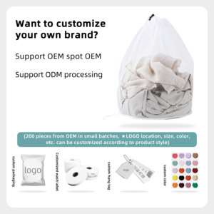 Custom Logo Portable Anti-Tangle Thickened Mesh Drawstring <b>Laundry</b> Bag with Custom Sizes (S/M/L/XL) - Product Image 2