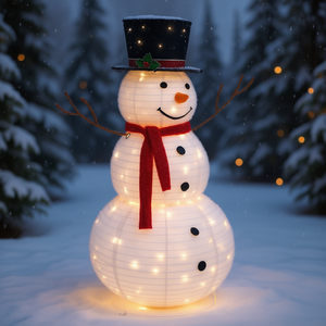 Decoración Navideña de Muñeco de Nieve Blanco 60x60x120cm de Felpa Impermeable para Jardín Exterior con Luces Decorativas - Product Image 2