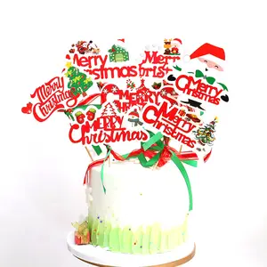 Nicro 메리 크리스마스 테마 장식 케이크 장식 시리즈 케이크 토퍼 산타 클로스 테마 축하 웨딩 장식