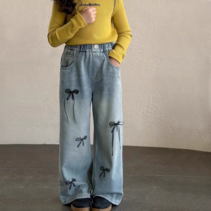 Pantaloni Casual da Ragazza in Cotone Ricamato e Jeans per Primavera e Autunno 2026 - Vendita all'Ingrosso - Product Image 4