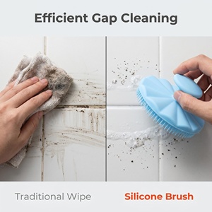 Anti Slip Handle Silicone Cleaning <b>Brush</b> Soft Flexible <b>Bristles</b> Multi Use Facial Cleansing & Bathroom Gap Scrub <b>Brush</b> - Product Image 3