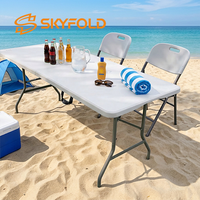 Ensemble de table et de chaises pliantes en plastique blanc pour jardin extérieur