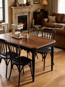 Nuevo Juego de Mesa de Comedor de Madera Maciza Estilo Americano con 4 Sillas Windsor Negras para el Hogar, Cocina, Comedor - Product Image 4