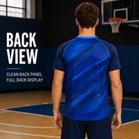 Kaos Latihan Basket Lengan Raglan Pria Custom Print Gradasi, Cepat Kering, Atletis, Lengan Pendek untuk Latihan Tim