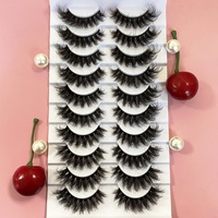 Faux cils en vison synthétique 16 mm, marque privée, vente en gros, 10 paires, plateau de cils épais et volumineux, faux cils synthétiques 5D doux et complets