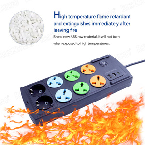 US 3ピンプラグ急速充電延長ソケットボードPPパワーストリップサージプロテクター8つのACコンセント付き110V工業用 - Product Image 2