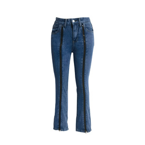 Pantalones vaqueros de pierna ancha sueltos con cremallera larga de cintura alta europeos y americanos para mujer pantalones de comercio exterior longitud - Product Image 3