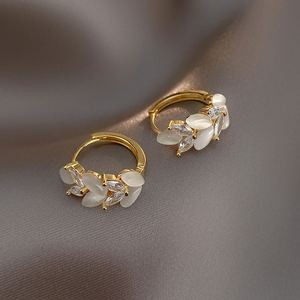 925 Silver Needle Korean Exquisite Rhinestone Flower Opal <b>Stud</b> <b>Earrings</b> Shiny Zircon Diamond Hoop <b>Earring</b> Luxury Drop Earri - Product Image 4