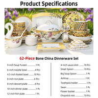Services de table en porcelaine fine pour mariage, assiettes et bols de luxe, service de vaisselle en céramique, ensemble cadeau