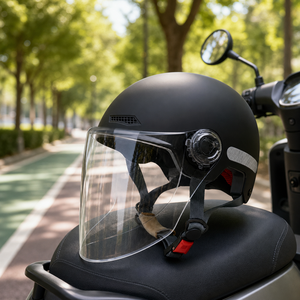 <span class=keywords><strong>Casque</strong></span> de <span class=keywords><strong>moto</strong></span> demi-face universel quatre saisons avec <span class=keywords><strong>bande</strong></span> <span class=keywords><strong>réfléchissante</strong></span>, boucle à dégagement rapide, doublure respirante - Product Image 6