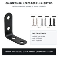 Équerre d'angle robuste à 90 degrés en acier noir, support d'angle en L, connecteur de fixation pour armoires intérieures de camping-cars et étagères de bureau