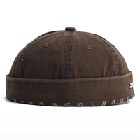 Hip Hop unisexe bonnet chapeau réglable coton cassé couleurs unies lettre étiquette sans bord casquettes couleur lavée Docker casquette sans visière