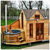 Sauna Finlandais Moderne en Pin avec Poêle à Bois Extérieur, Spa 5-6 Personnes en Épicéa Massif – Fonction Vapeur Sèche