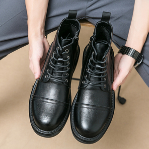 Bottes noires élégantes à lacets, montantes, durables et abordables, trè<span class=keywords><strong>s</strong></span> prisées par les designers - Product Image 3