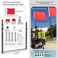 Kewig Motorrad Doppel-Flaggenmast aus Aluminiumlegierung Sportkamera-Selfie-Stange Solider Notfall-Lichtmast Multifunktionaler Flaggenmast