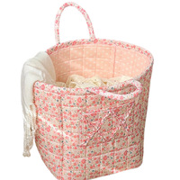 Panier de rangement pliable en tissu à motifs floraux multifonctionnel portable, adapté à l'organisation de la chambre à coucher et du bureau