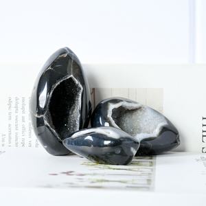 Huevos de Ágata Negra Natural Curativa al por Mayor, Cristales Espirituales Druzy, Huevos de Luna para Decoración - Product Image 5