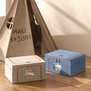 Boîte de rangement pour vêtements empilable KUYUE, en tissu cationique avec cadre métallique, organisateur de placard pliable avec poignée durable - Product Image 4