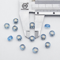 5 perles rondes en verre bleu transparent de 8 mm, perles lettres alphabet A-Z bleu glace, perles nom double face pour la fabrication de bijoux DIY
