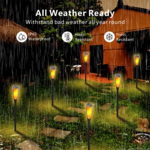Luces de decoración de jardín al aire libre con energía Solar a prueba de agua, luz de antorcha Solar de llama parpadeante de jardín de gran tamaño - Product Image 5