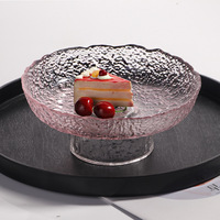 Bol à fruits en verre à motif solide, plateau à dessert en cristal pour usage domestique, plat de service sur pied de style japonais minimaliste et luxueux