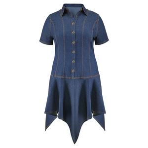 Robes en jean grande taille pour femmes, manches longues, boutonnées, taille nouée, robe chemise midi en jean, <span class=keywords><strong>tenue</strong></span> élégante tendance chic et sinueuse - Product Image 5