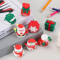 Taille-crayon en PVC souple pour enfants, forme mini mignonne en époxy, marque YJ, Noël, nouveau, Père Noël, chaussette, chapeau, arbre, boîte cadeau