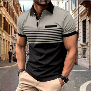 2025 Casual <span class=keywords><strong>rayas</strong></span> hombres Color a juego manga corta cremallera solapa <span class=keywords><strong>camisa</strong></span>, verano al aire libre Golf deportes - Product Image 6