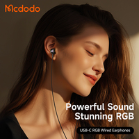 Écouteurs de jeu filaires USB-C Mcdodo 583 avec éclairage LED, écouteurs intra-auriculaires RGB avec pilote de 10 mm