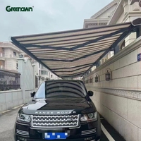 Auvent rétractable métallique pour porte, auvent commercial en toile pour parking, auvent pliable à cassette complète avec LED, en vente