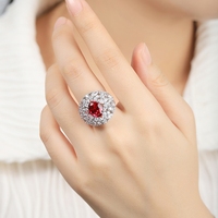 Pabrik Perhiasan MUSHAN Cincin Ruby Merah Darah Merpati Buatan Laboratorium Perak Murni Perhiasan Mewah dan Megah Cincin Wanita