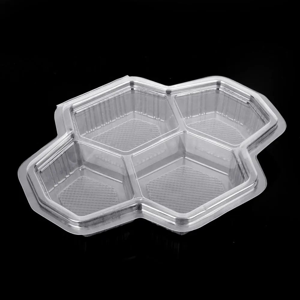 Food grade disposable clear 4 compartment plastic food packaging tray