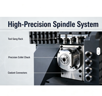 Torno CNC de Alta Velocidad Tipo Suizo RC125 con Capacidad de Torneado Automático, Sistema Syntec