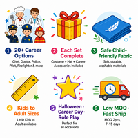 Ensemble de costumes de métiers pour enfants, pompier, chef, médecin, infirmière, jeu de rôle, déguisement, uniforme