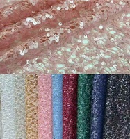 Tissu en dentelle brodée de sequins en gros, tissu en maille à sequins pour robe de mode