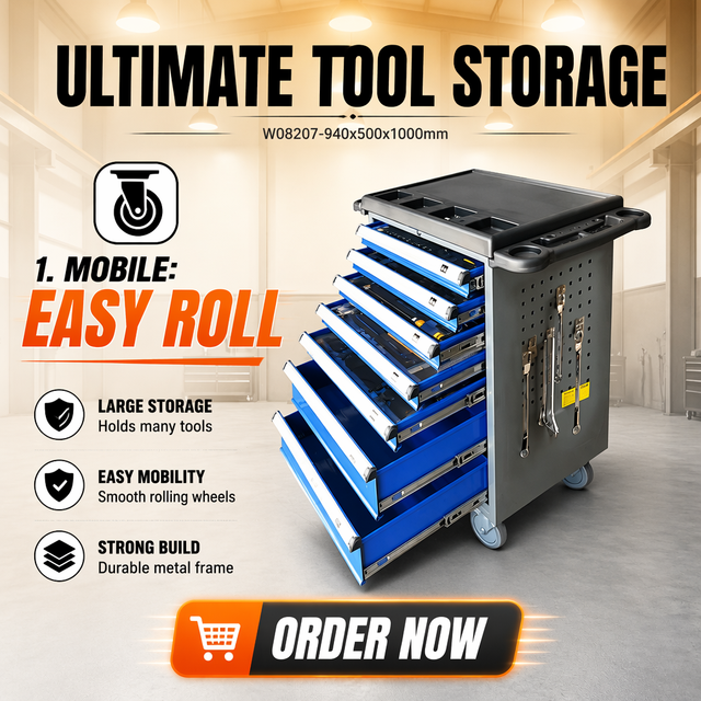 Heavy Duty Professional 7 Drawer Rolling Toolbox Workshop Metal Mechanic Tool Box Mobile Steel Garage Tool Cabinet Trolley