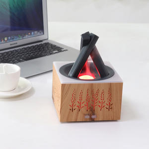 Difusor de Aroma con Diseño de Espiga de Trigo, Humidificador Cuadrado con Luz de Llama Simulada, Acabado en Madera Blanca, Alimentación USB, 0.5L - Product Image 4